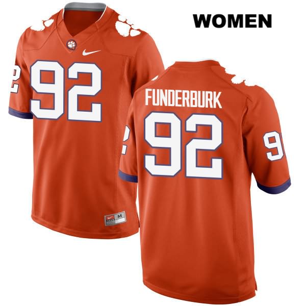 Women's Clemson Tigers #92 Daniel Funderburk Stitched Orange Authentic Nike NCAA College Football Jersey VFL7546KW